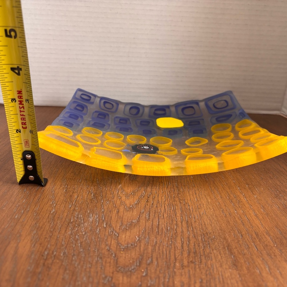 Fused Glass Contemporary Geometric Grid Design W/ Oblong Shapes Modern Artsy - Picture 5 of 6